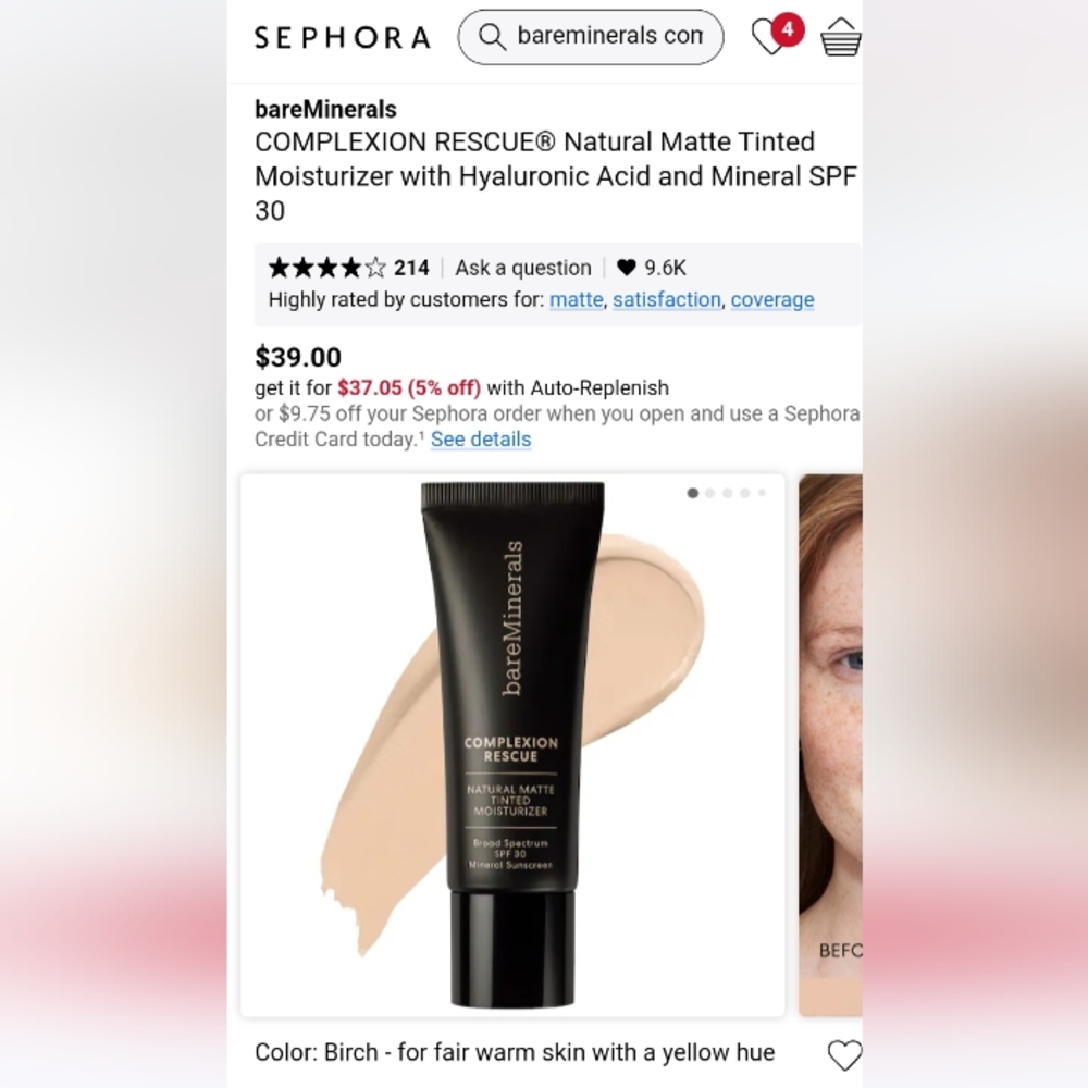 NEW! Bare Mineral Complexion Rescue Natural Matte Tinted Moisturizer, SPF 30 - Picture 11 of 11